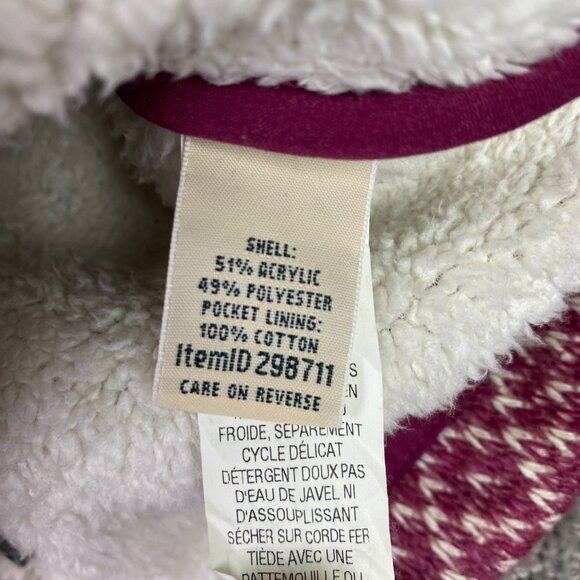 LL Bean Fleece Full Zip Jacket Womens XL Petite Red Anorak Diamond Fleece sherpa - Picture 9 of 12